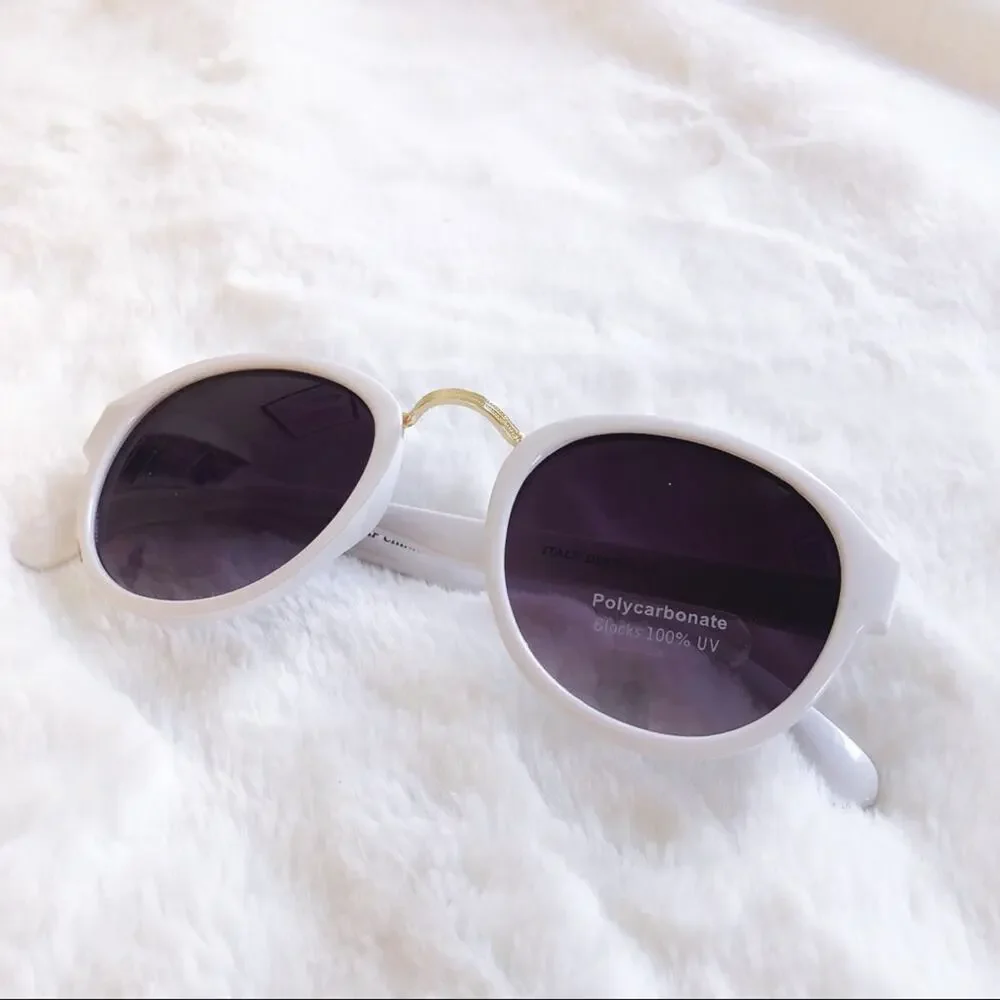 Mya White Round Fashion Sunglasses